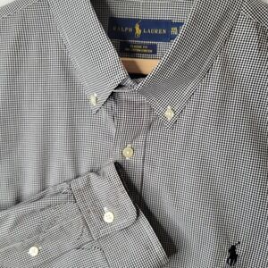 Ralph Lauren Gingham Check Button Down Shirt Classic Fit Long Sleeve XL Pony Log